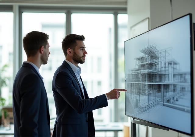 Architekten arbeiten an einem digitalen Modell